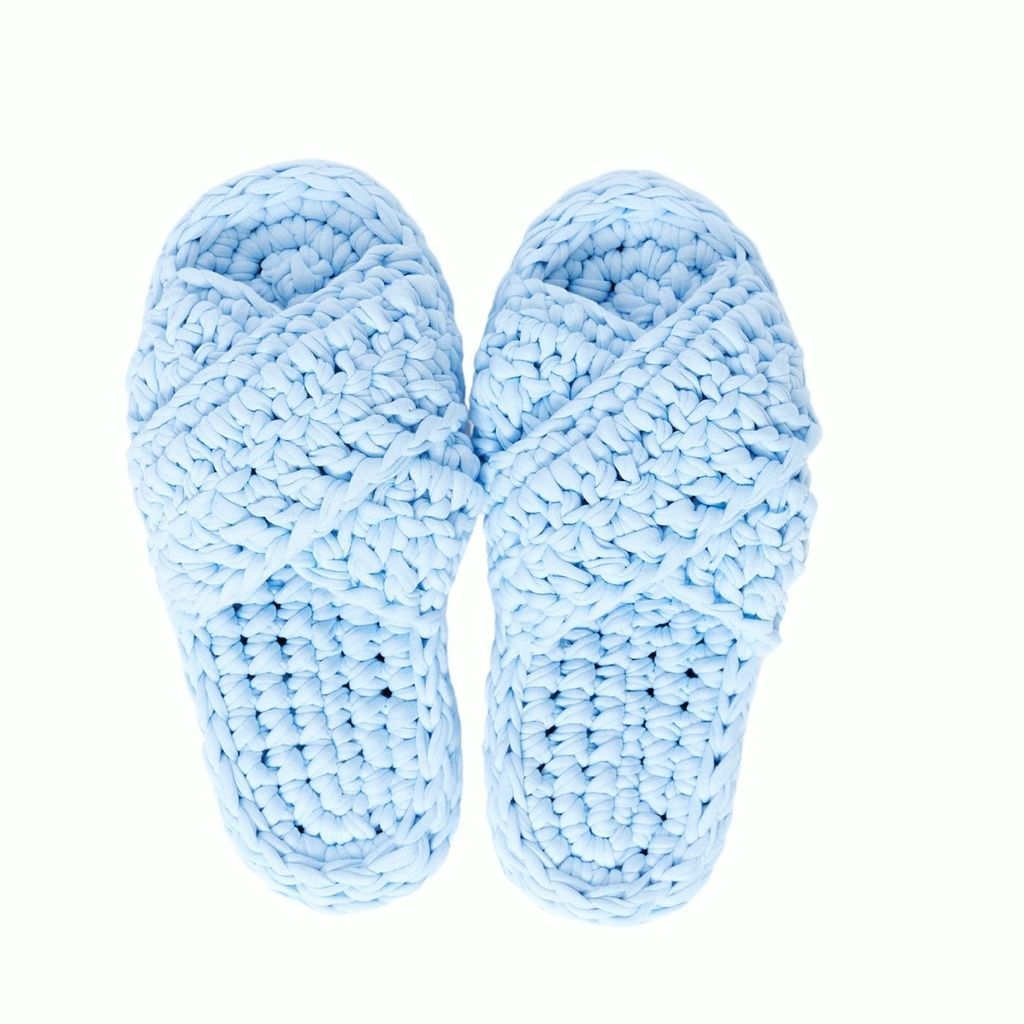 Women's Handmade Crochet Slippers In Blue Medium N'Onat