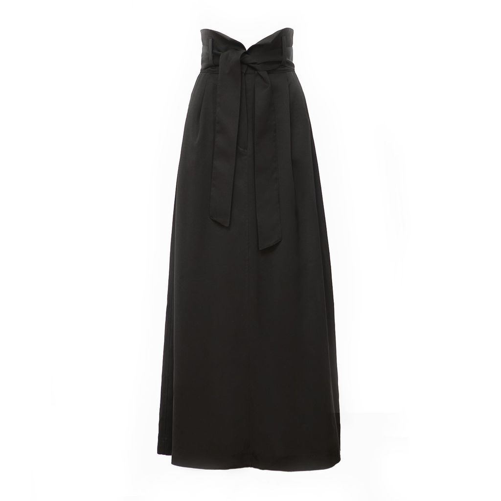 Women's High Waist A-Line Black Long Skirt With Belt Small Julia Allert