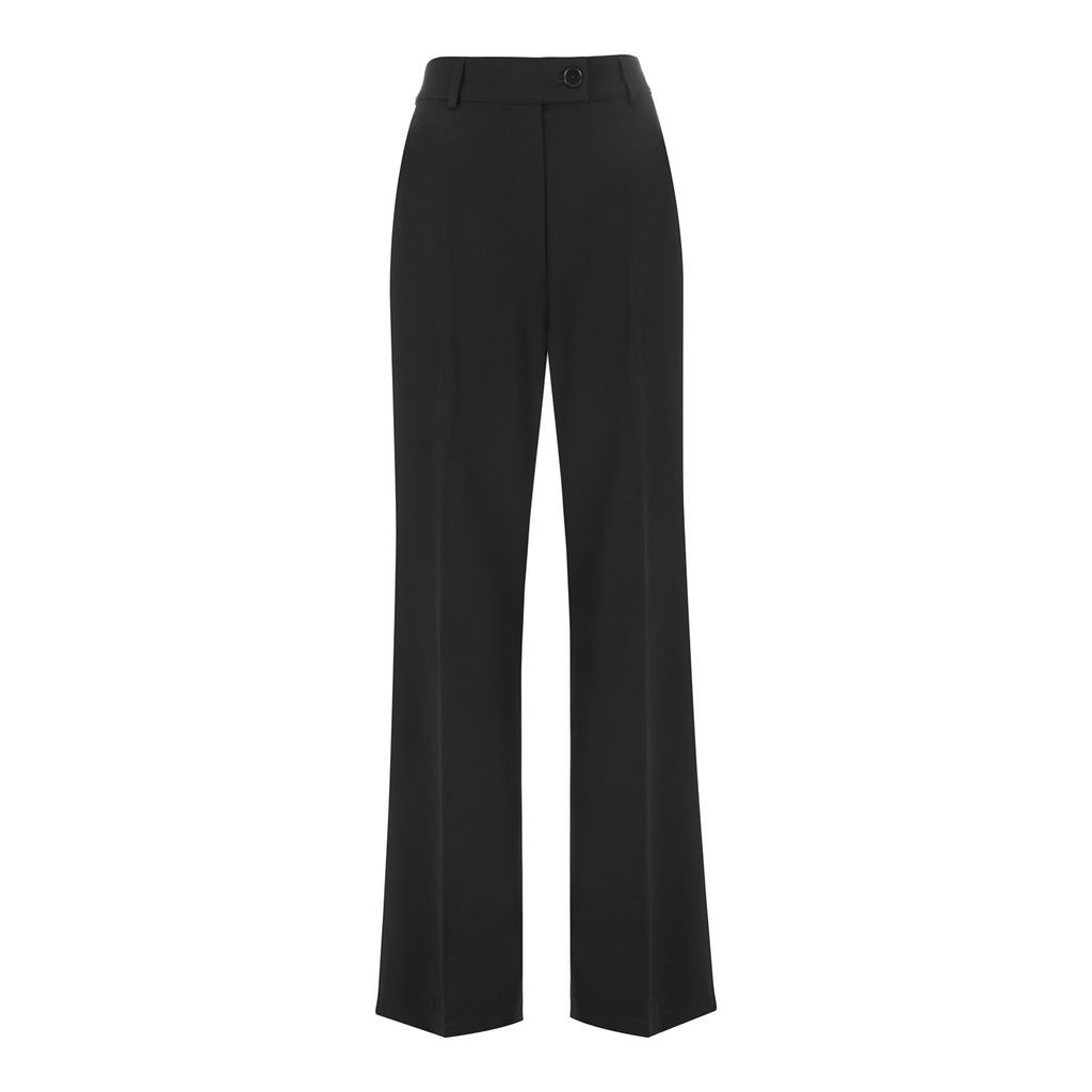 Women's High Waisted Flare Black Color Trousers Xxs Agapes Wear