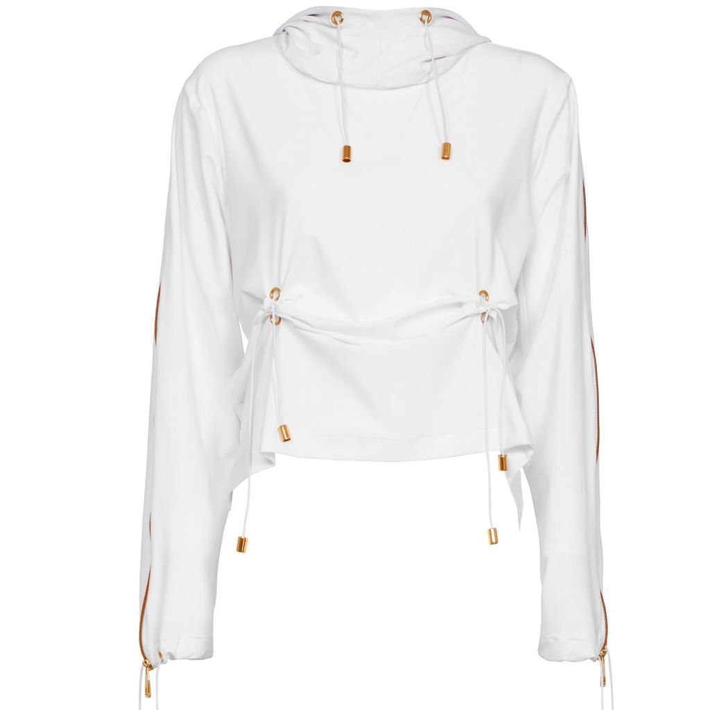 Women's Hoodie With Golden Detail In White Extra Small ANTONINIAS
