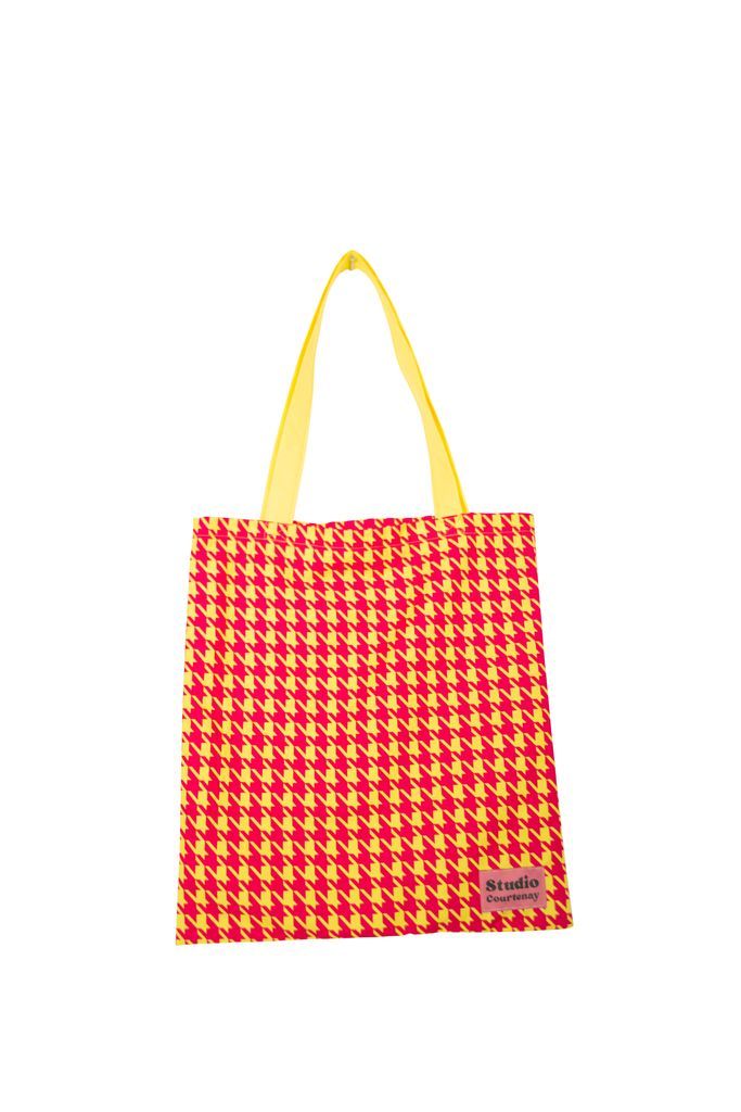 Women's Houndstooth Cotton Tote Bag From Deadstock Fabric One Size Studio Courtenay