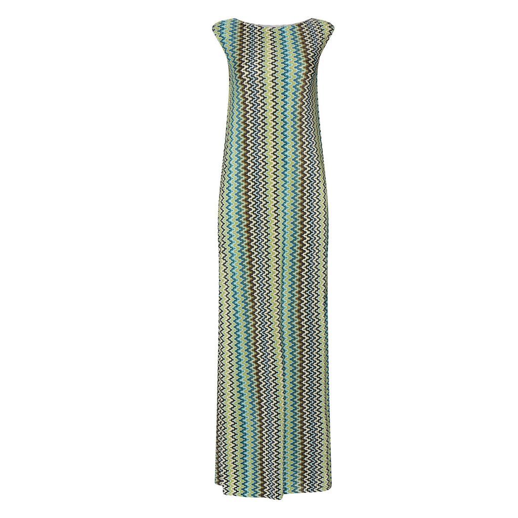 Women's Issey Long Dress Green Zigzag Xxs/Xs KUTLondon