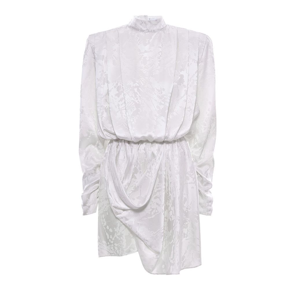 Women's Jacquard Satin Dress In Pearl White Extra Small EPUZER