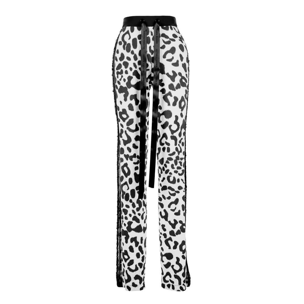 Women's Jersey Pants In Animal Print - Black & White Small VICTORIA RAINER