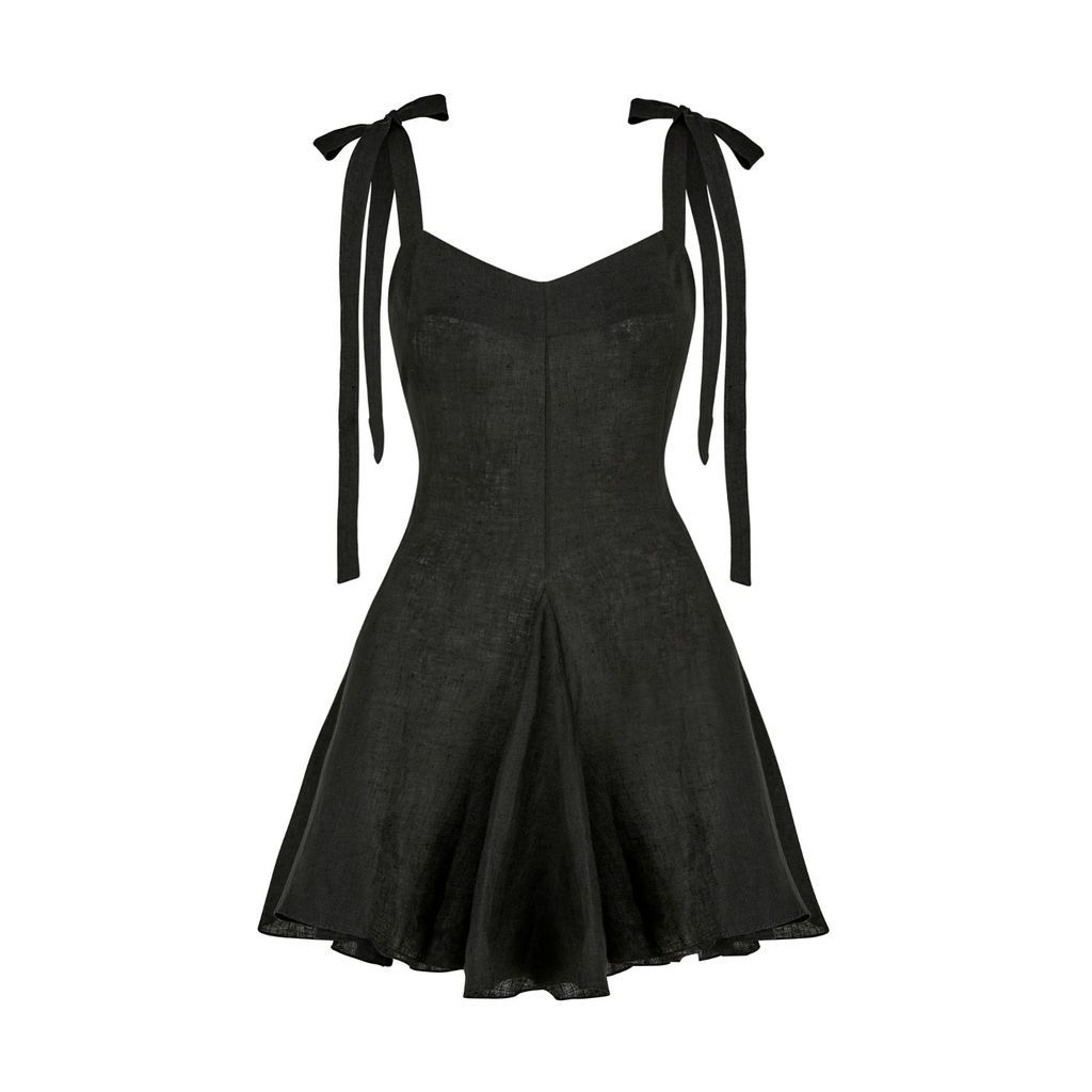 Women's Kaya Mini Linen Dress In Midnight Black One Size Lily Phellera