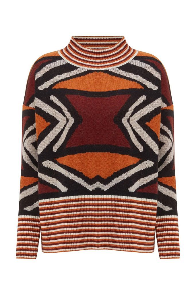 Women's Kenda Jaquard Patterned Crop Pullover - Multicolour Small Peraluna