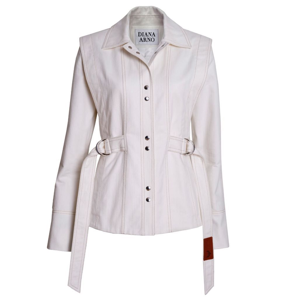 Women's Kenley White Denim Jacket Small DIANA ARNO