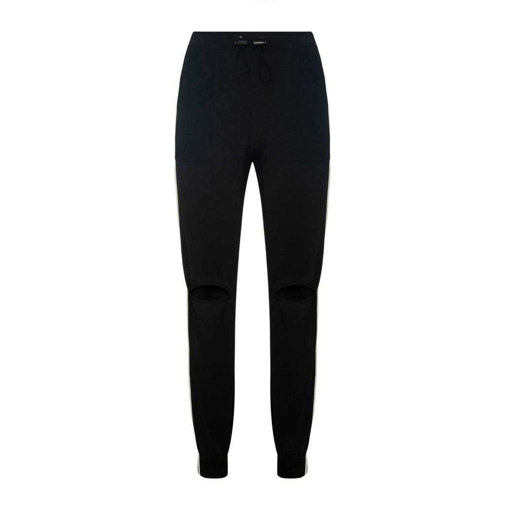 Women's Knitted Trousers Pockets Cutout Canoe Black Nero Small Balletto Athleisure Couture