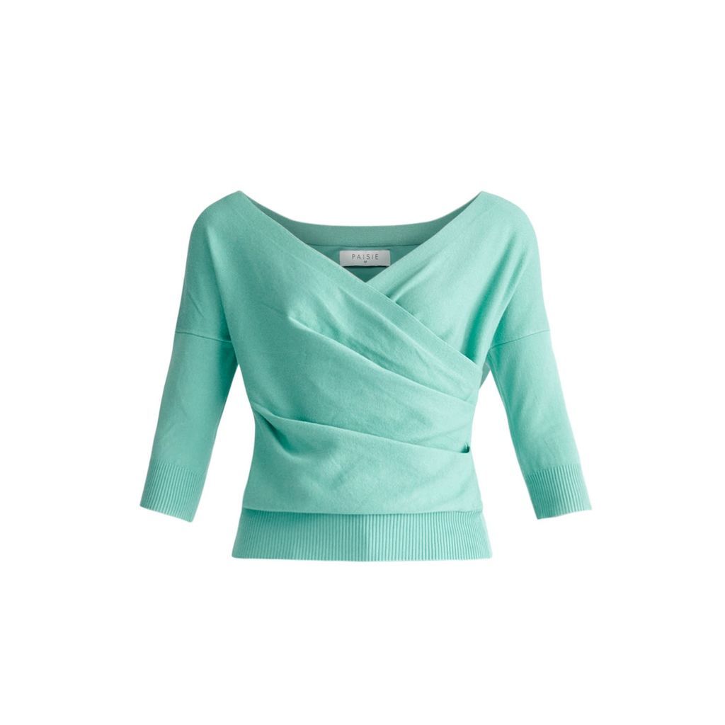 Women's Knitted Wrap Top - Mint Green Small PAISIE