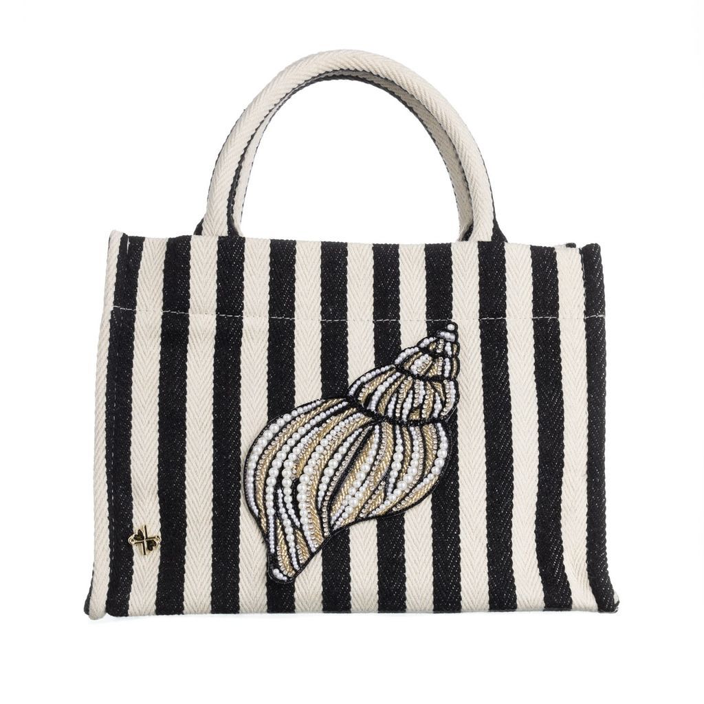 Women's Laines Couture Hand Embellished Cone Shell Tote Bag - Black & Cream One Size LAINES LONDON