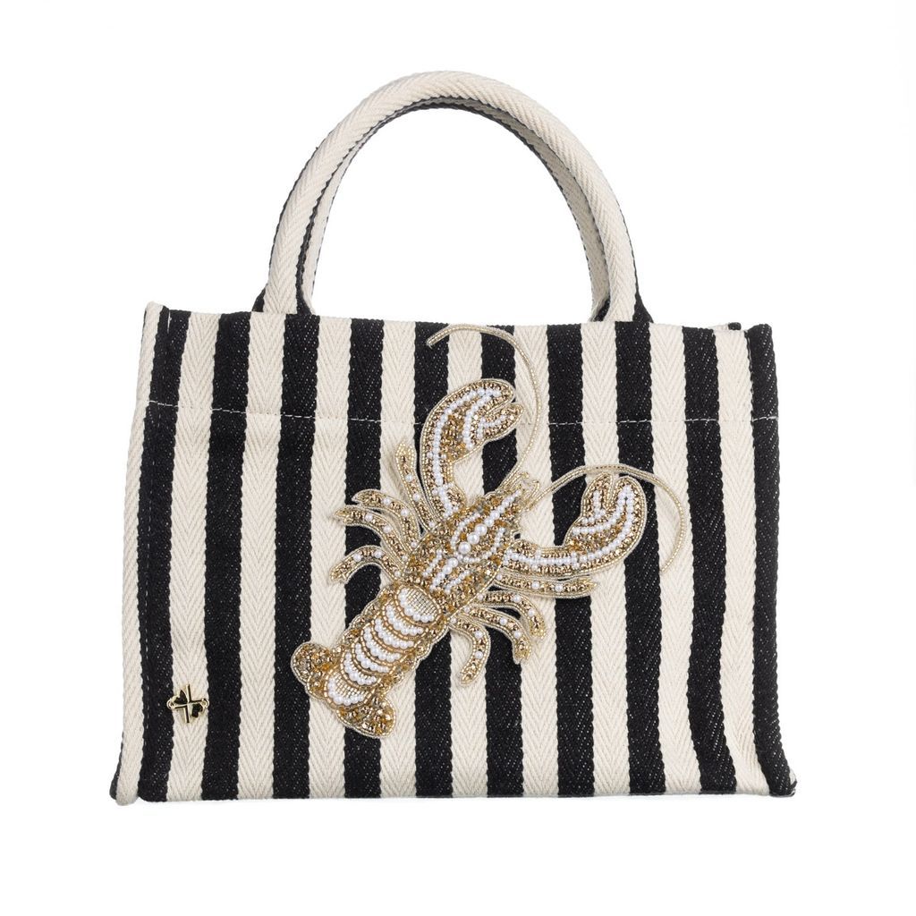Women's Laines Couture Hand Embellished Lobster Tote Bag - Black & Cream One Size LAINES LONDON