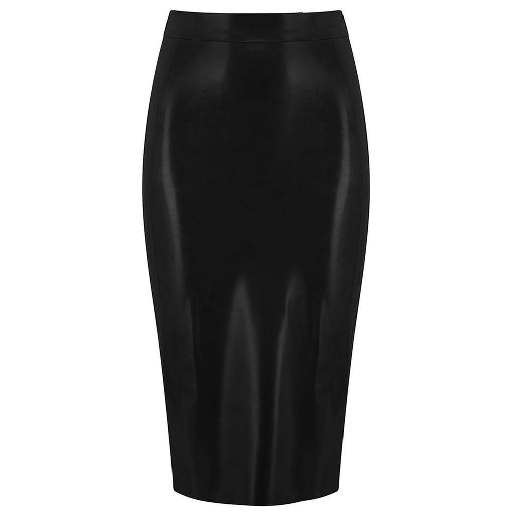 Women's Latex Midi Skirt - Black Extra Small Elissa Poppy