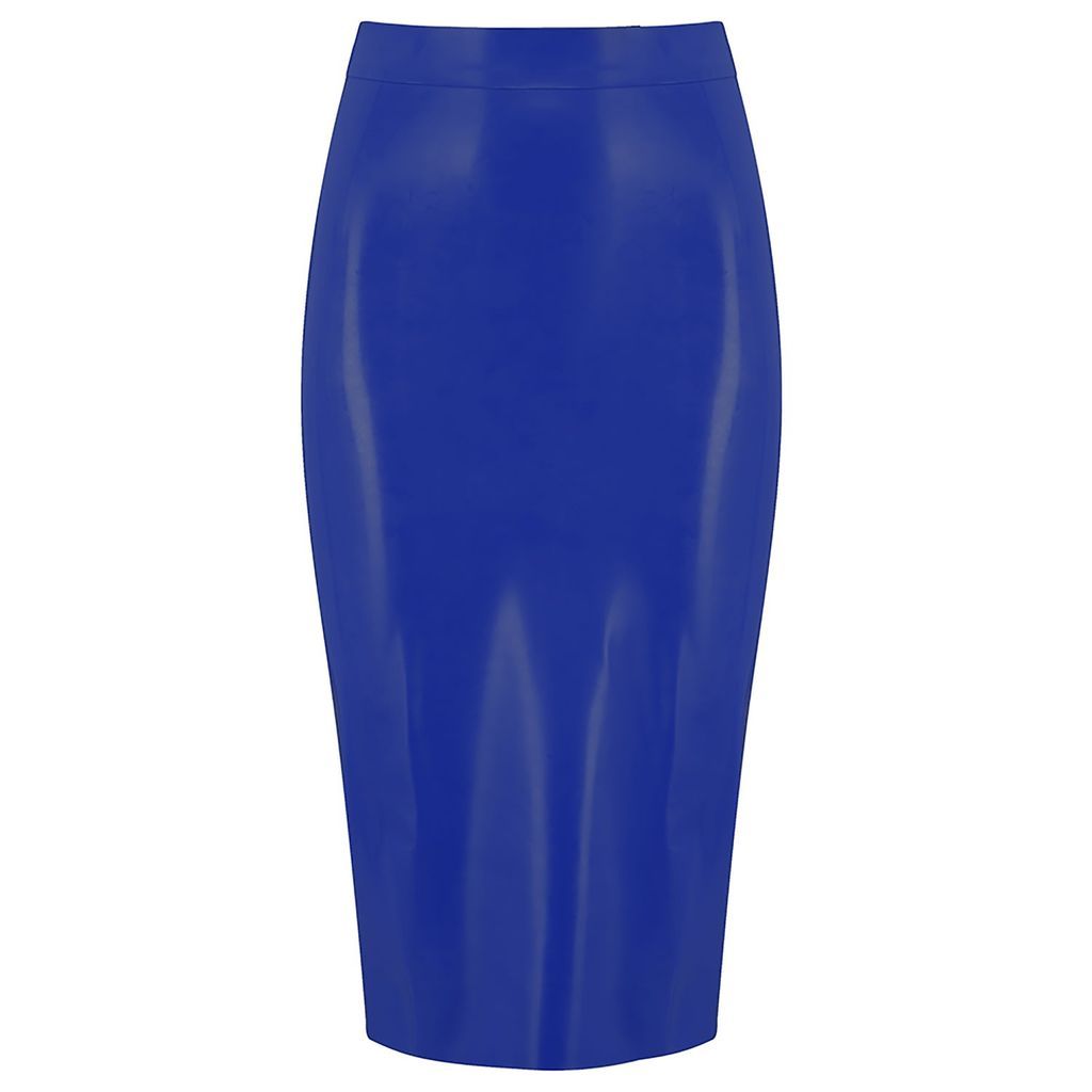 Women's Latex Midi Skirt - Blue Extra Small Elissa Poppy