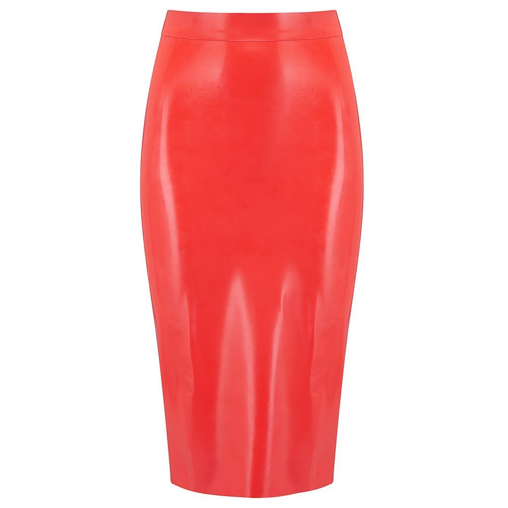 Women's Latex Midi Skirt - Red Extra Small Elissa Poppy