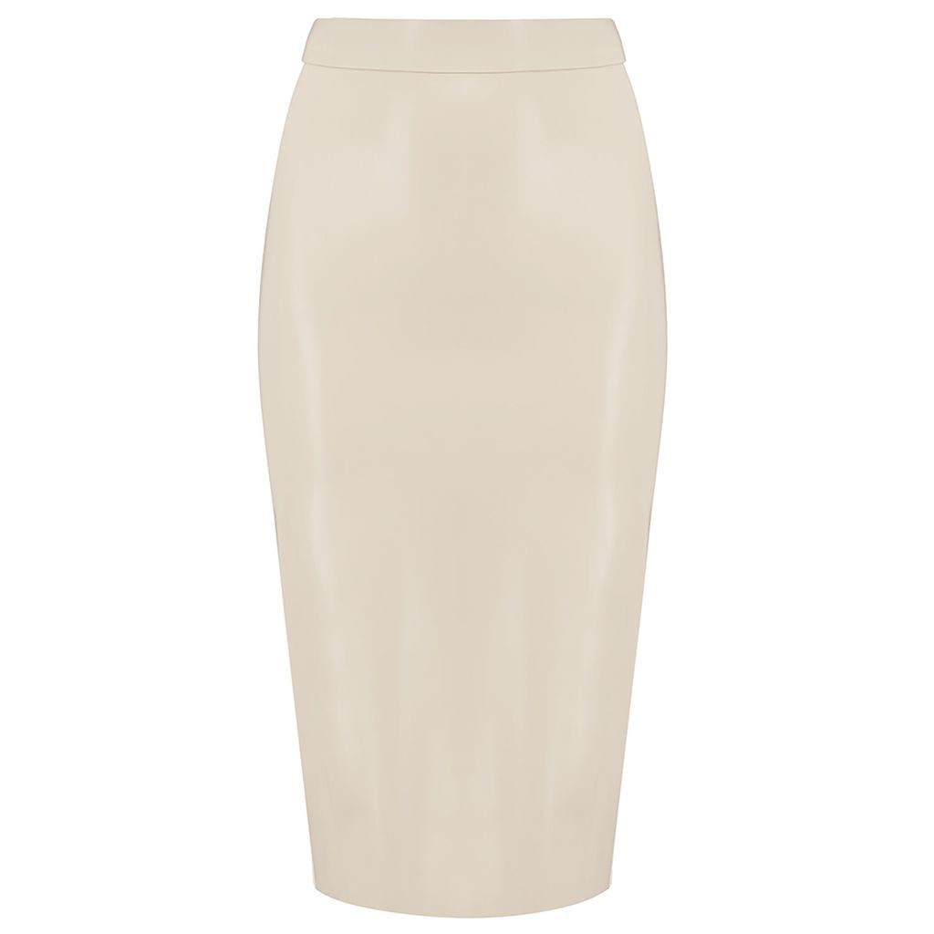 Women's Latex Midi Skirt - White Extra Small Elissa Poppy