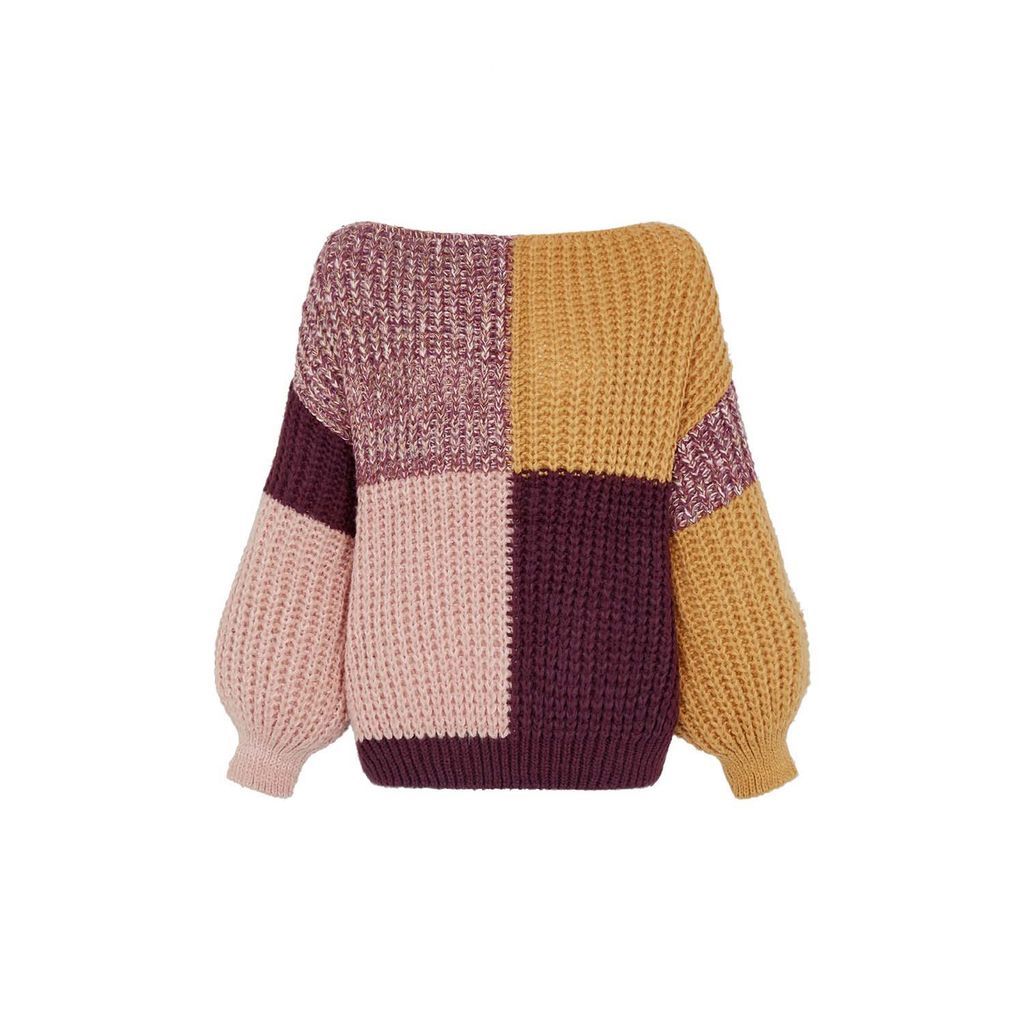 Women's Laura Chunky Patchwork Jumper Plum Small Cara & The Sky