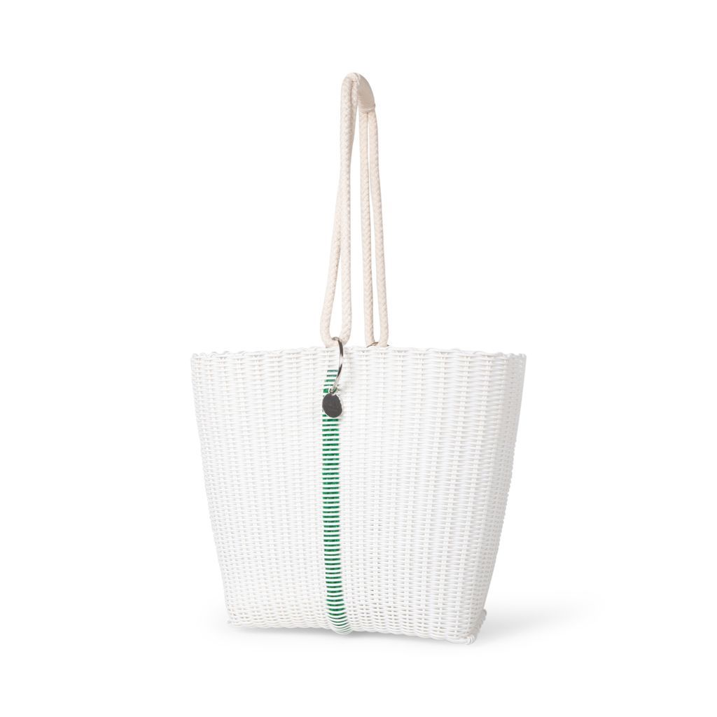 Women's Lazo Tote - White With Green Accent One Size Salvi Earth