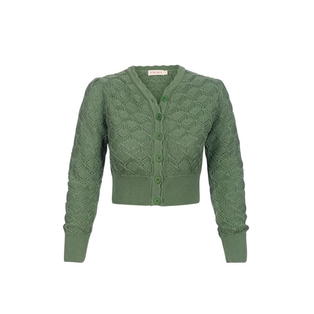 Women's Leah - Green Basket Knitted Cardigan Extra Small Palava