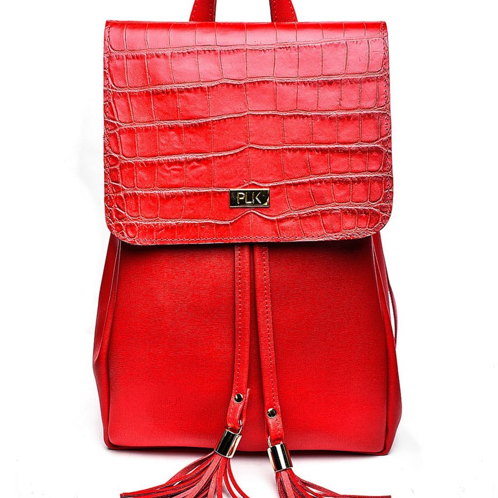 Women's Leather Backpack Red PLIK