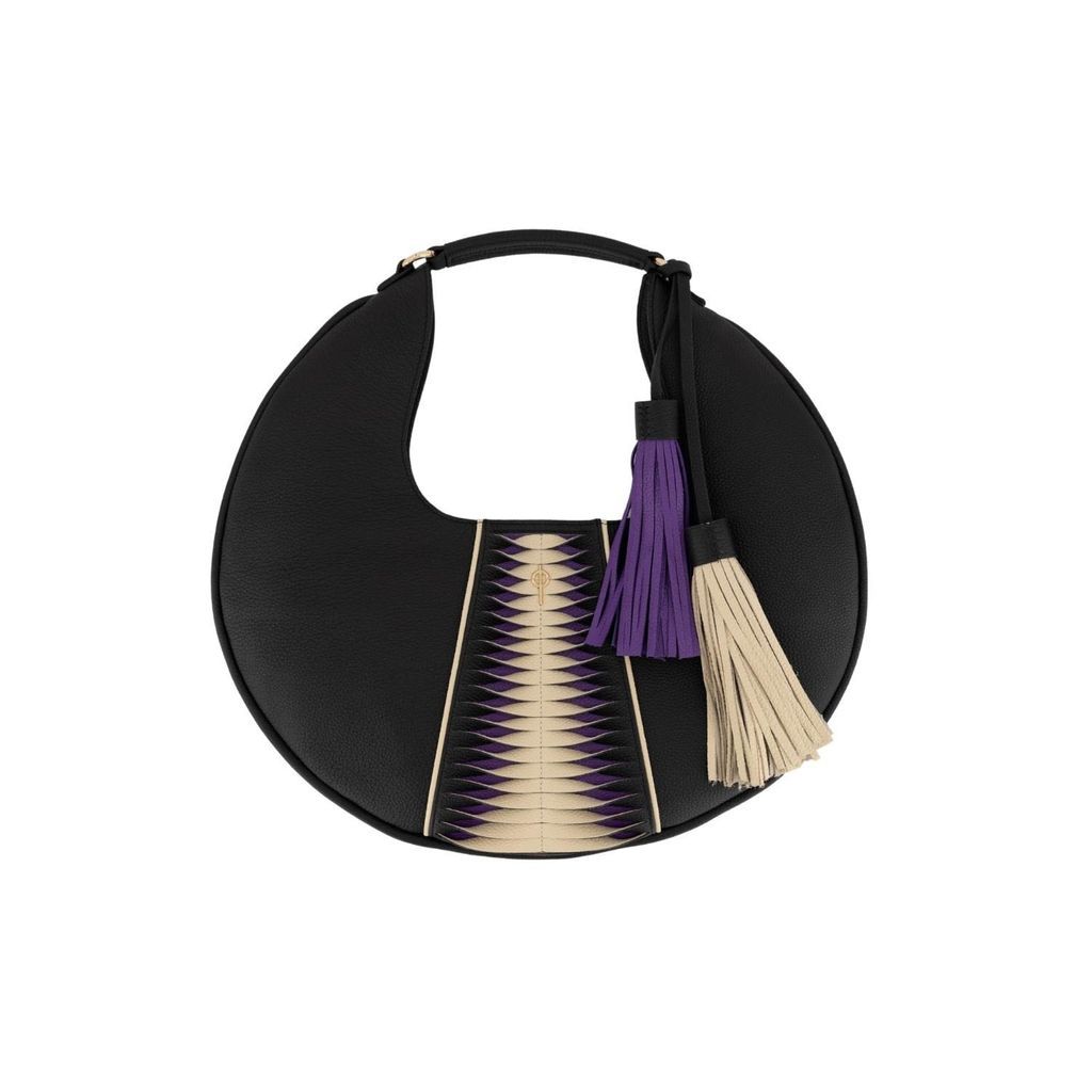 Women's Libertas Black & Purple Leather Shoulder Bag Otrera