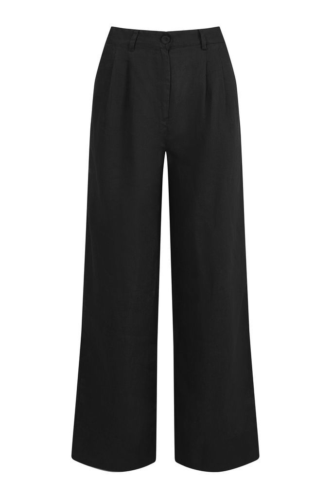 Women's Lion Organic Linen Trousers - Black Extra Small KOMODO