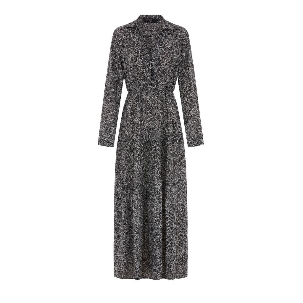 Women's Long Sleeve Tiered Maxi Dress Black Extra Small Hortons England