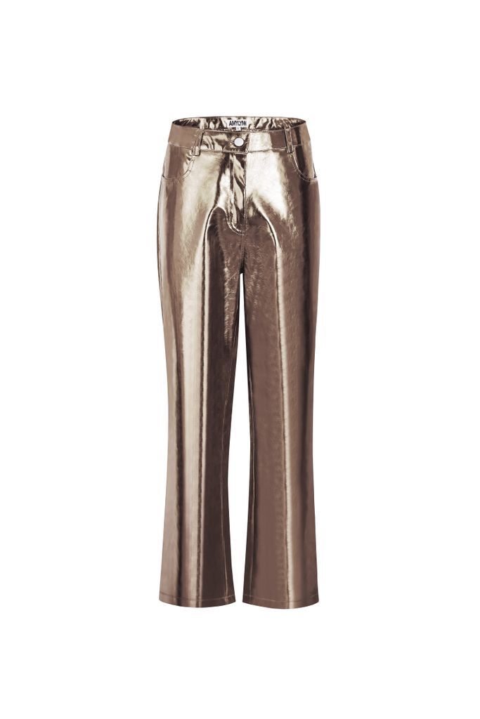 Women's Lupe Charcoal Metallic Pu Trousers Extra Small AMY LYNN