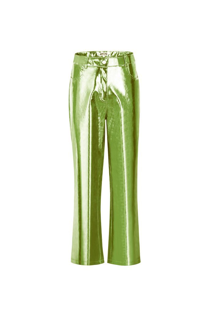 Women's Lupe Mint Metallic Pu Trousers Small AMY LYNN