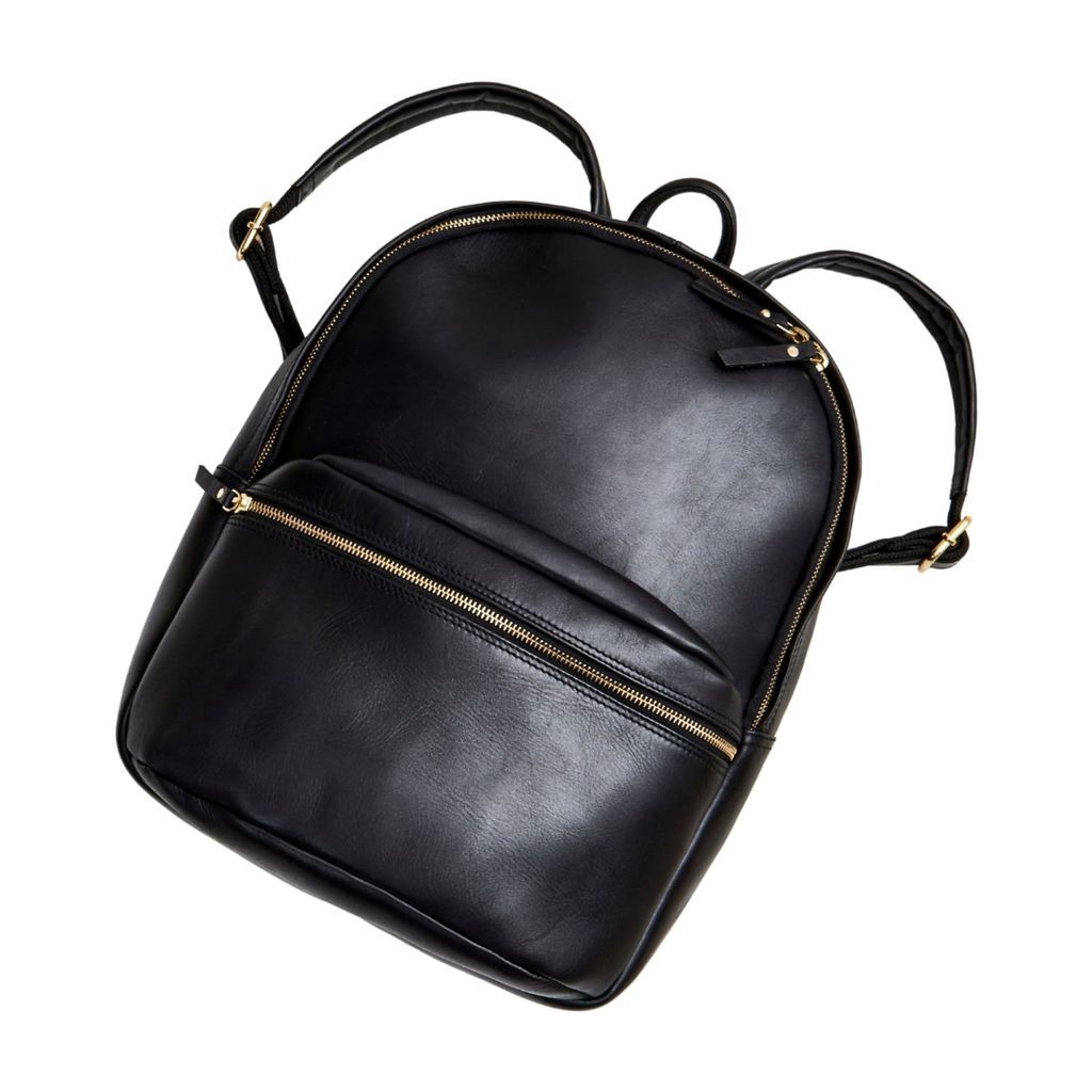 Women's Luxe Black Leather Backpack VIDA VIDA