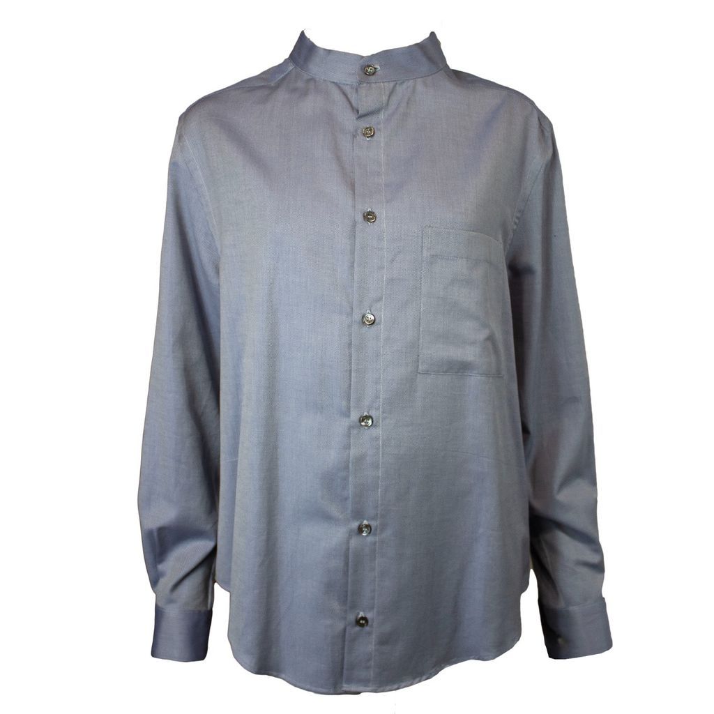 Women's Mandarin Cotton Twill Blue Shirt Unisex L/Xl hols. e