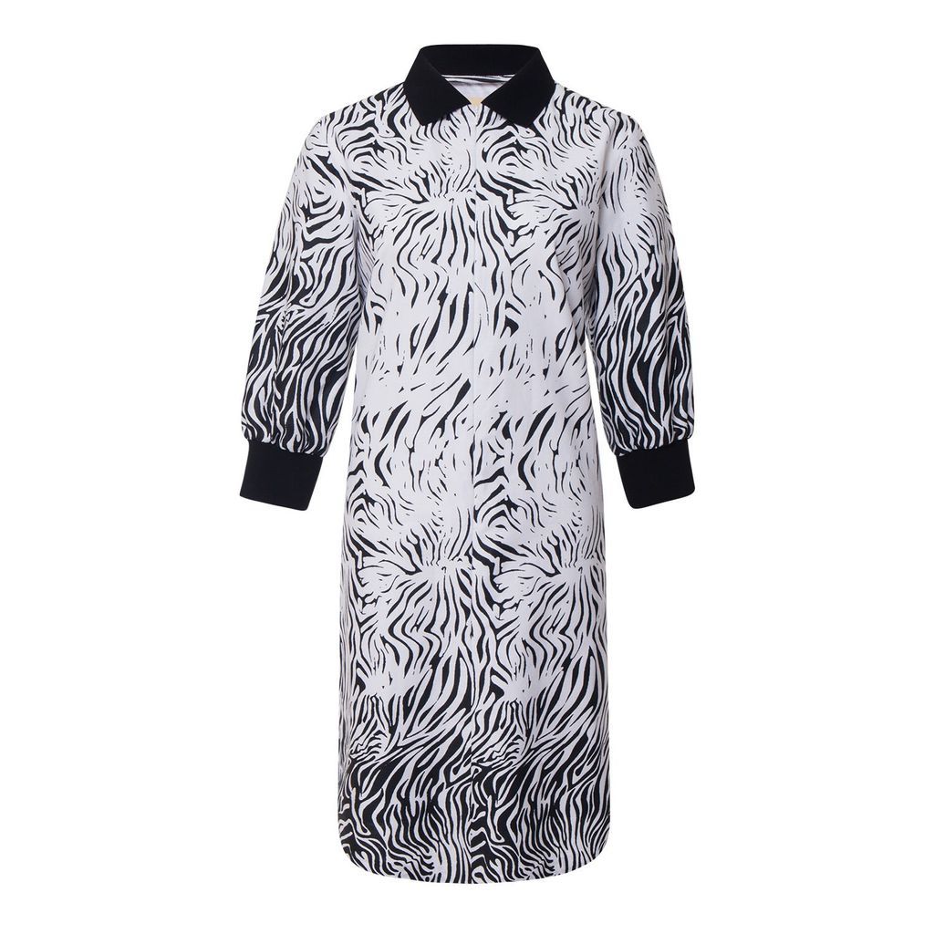 Women's Mansa Zebra Print Polo Shirt Dress - Black Xxs Winifred Mills