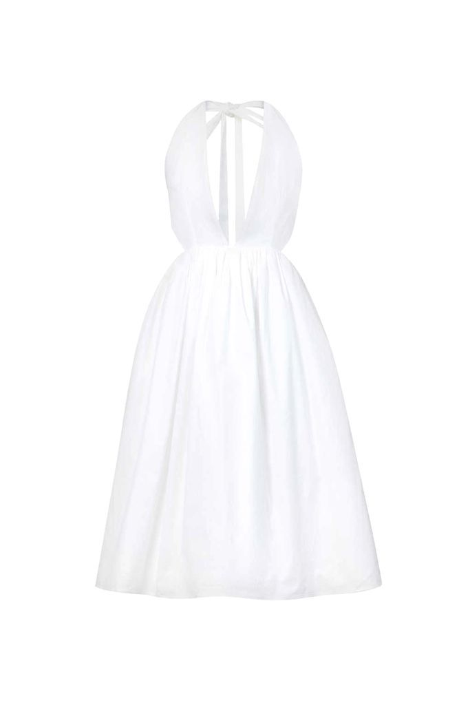 Women's Marilyn White Cotton Halter Neck Dress Extra Small AMY LYNN