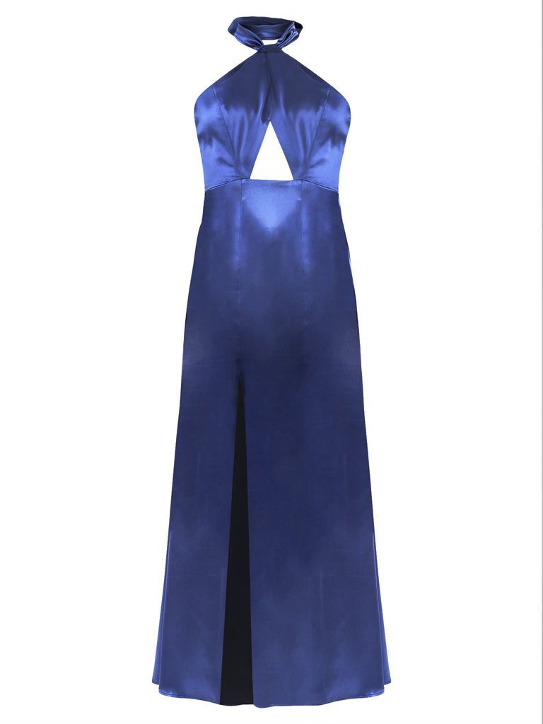 Women's Marry The Night Maxi Satin Dress - Deep Blue Xxs Tia Dorraine