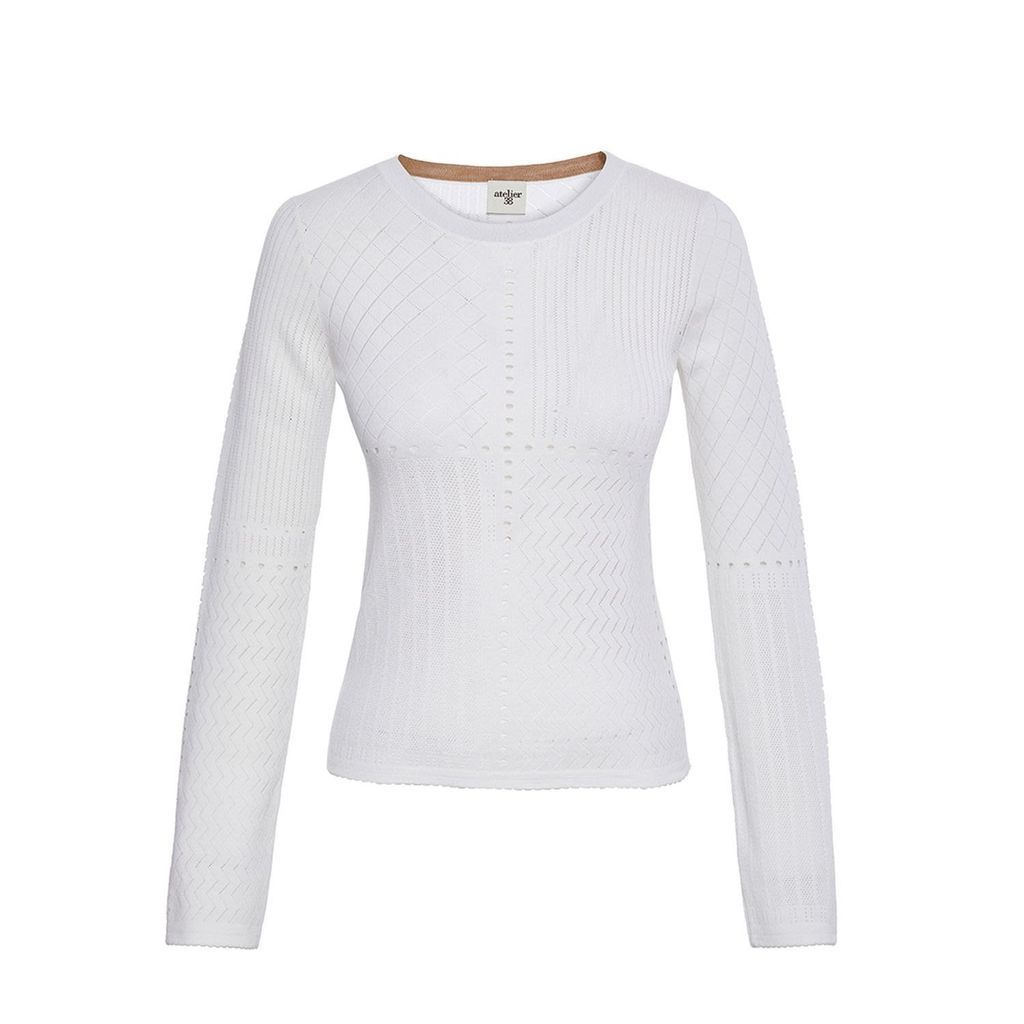 Women's Martha Loose Crewneck White Sweater Xs/S Atelier38