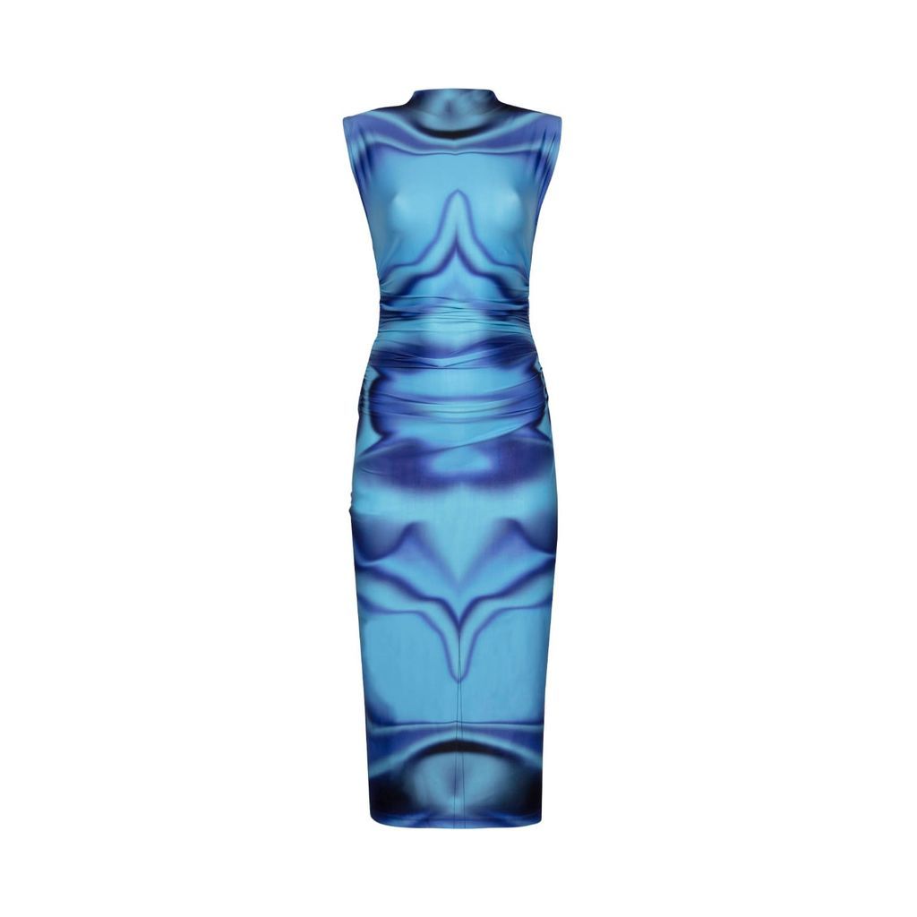 Women's Medusoid Stretch Midi Dress Blue Extra Small Khéla the Label