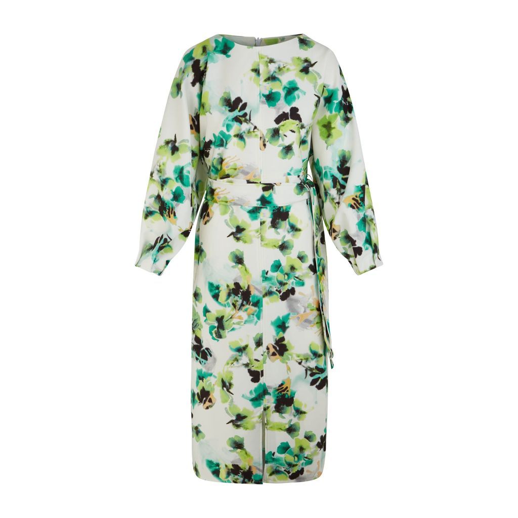 Women's Midi Dress Maeve Green & White Floral Xxs Loom London
