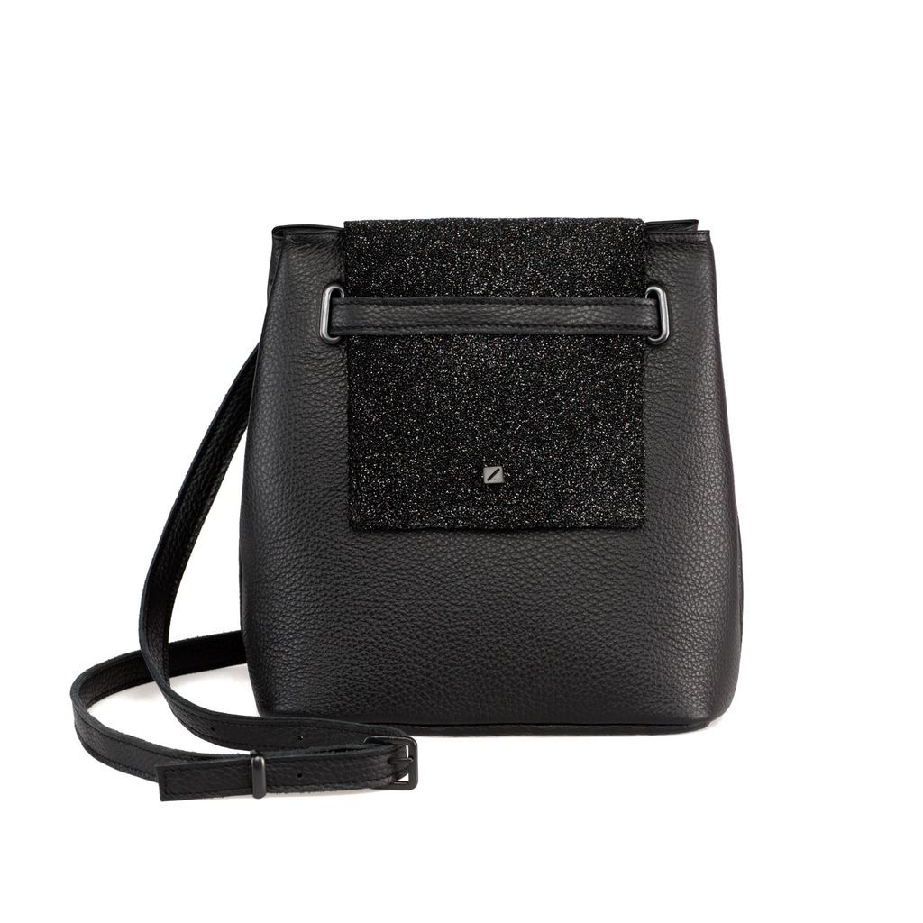 Women's Mini Bucket Shoulder Or Handbag In Black Leather Maria Maleta