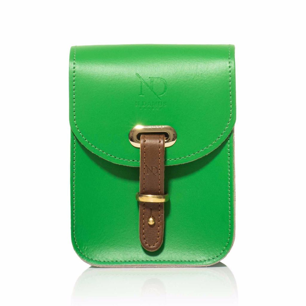 Women's Mini Elizabeth Emerald Green Leather Crossbody Satchel Bag N'Damus London