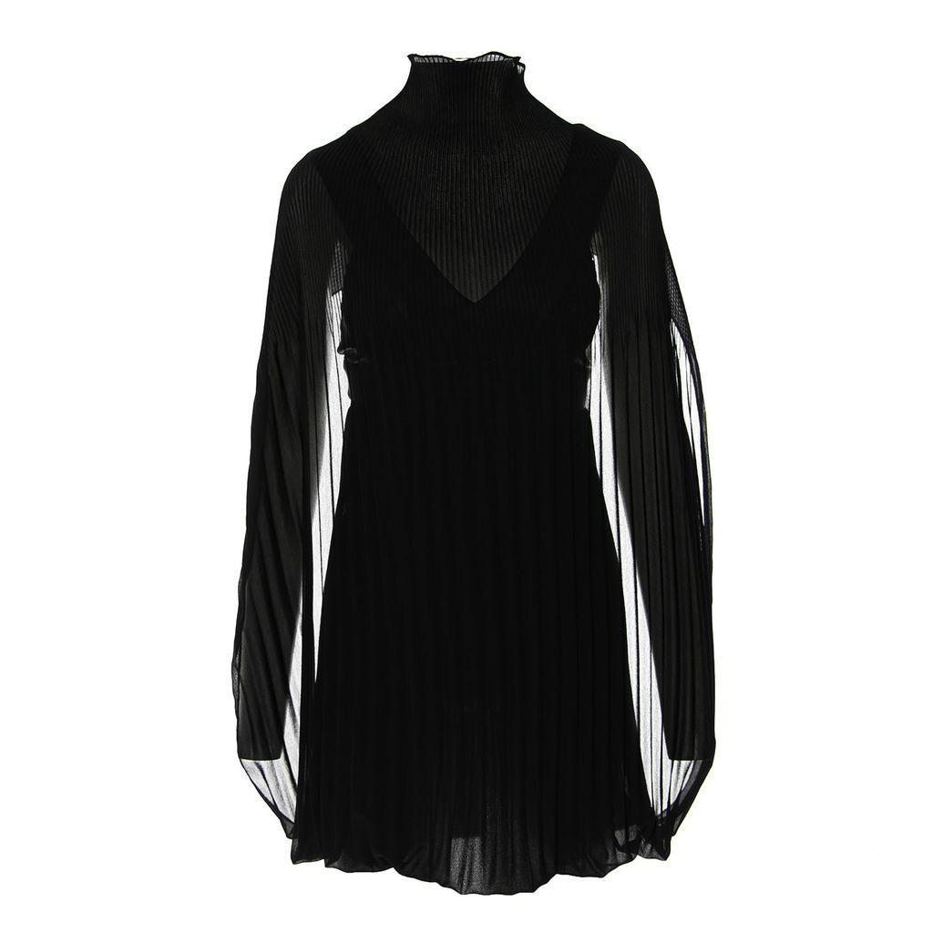 Women's Mini Pleated Black Dress & Faux Leather Bustiere Top Xs/S Silvia Serban