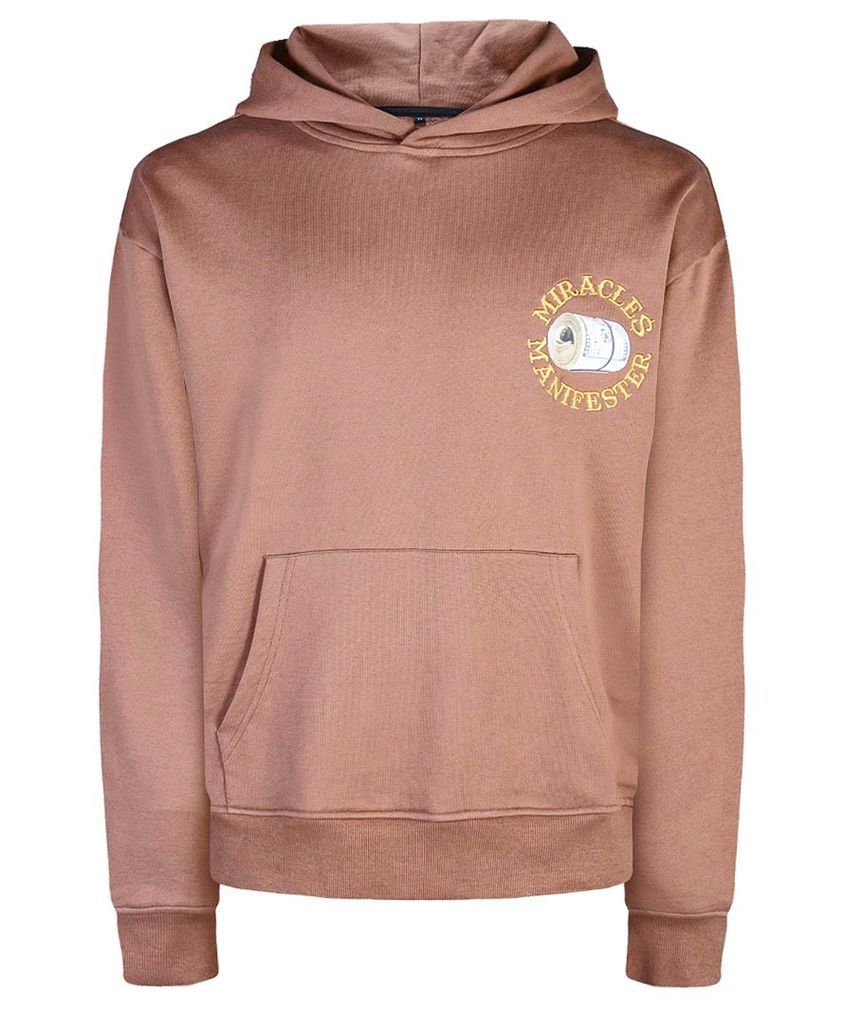 Women's Miracles Manifester Good Luck Embroidered Hoodie - Brown M