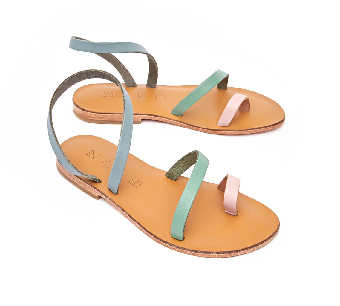 Women's Moon Leather Flat Sandals - Pastel 2 Uk Maki Sandals