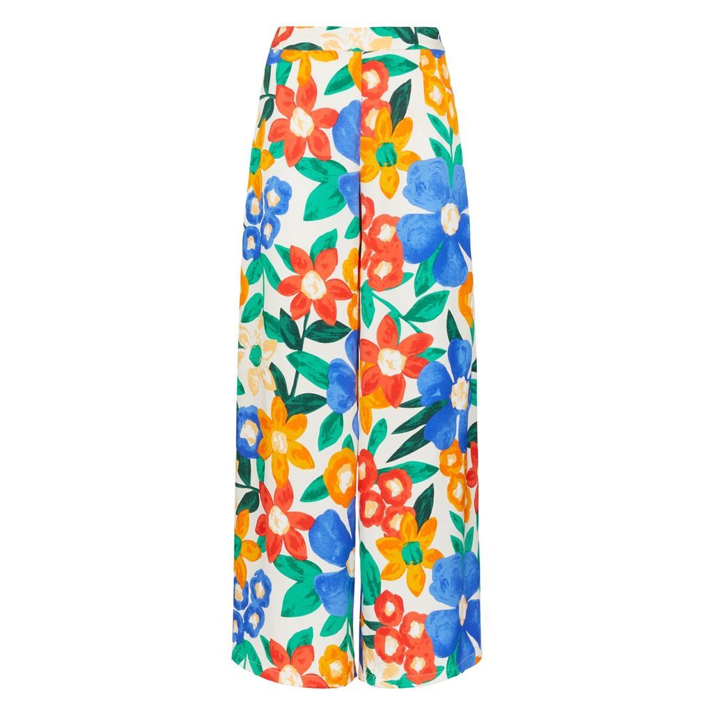 Women's Multicolour Floral Flare Trousers Small Traffic People