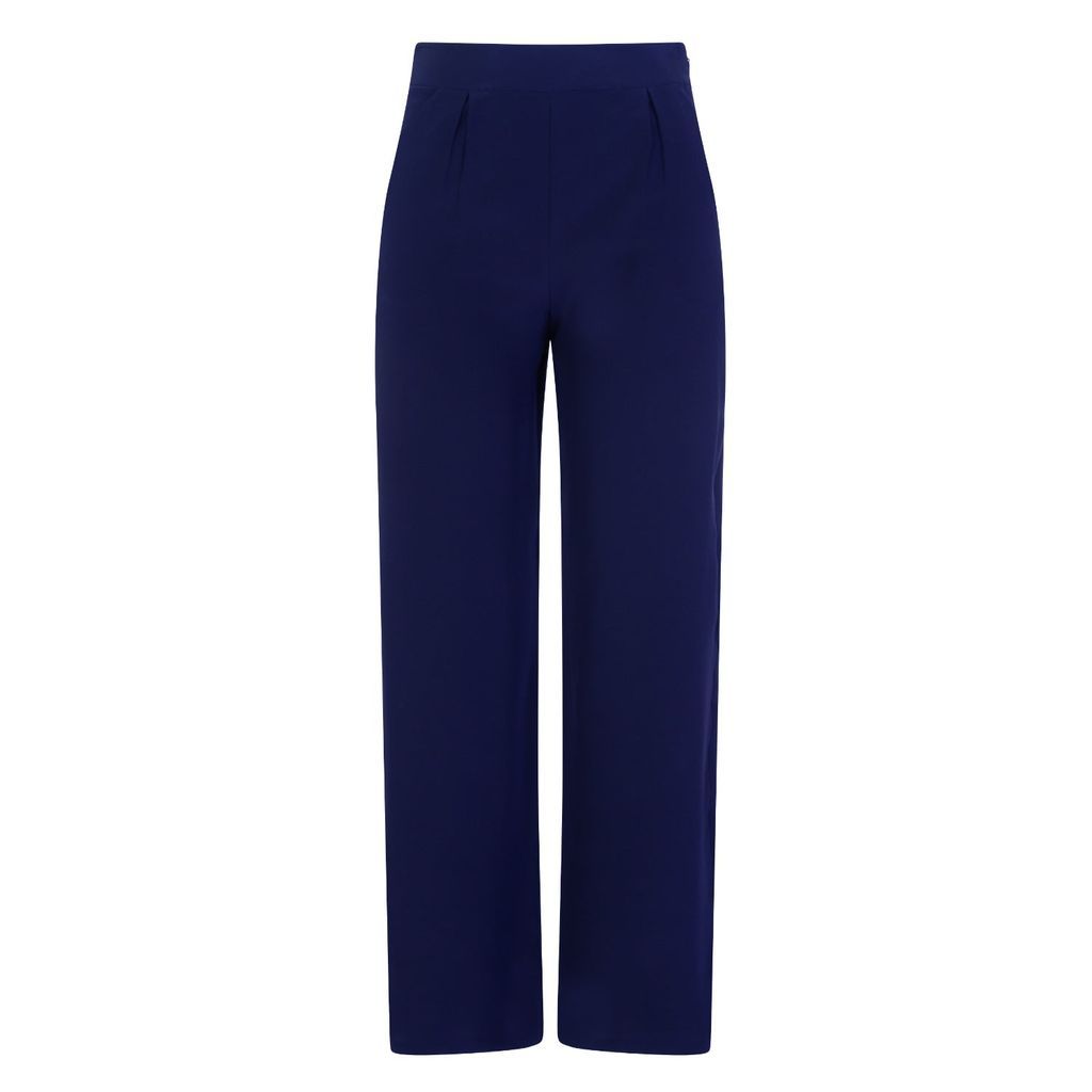 Women's Navy Blue Silk Wide-Legged Trouser Medium Sophie Cameron Davies