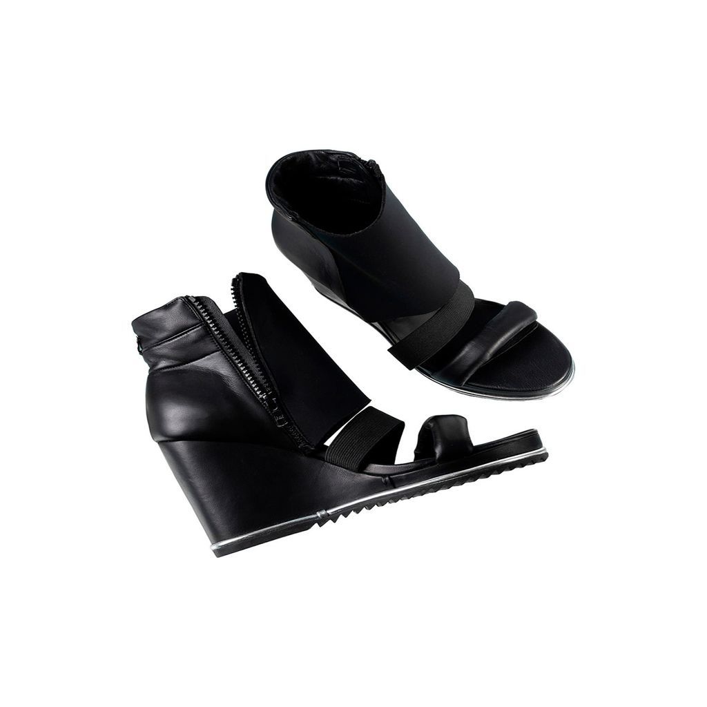 Women's Neoprene Wedge Sandal Nero Black 5.5 Uk Balletto Athleisure Couture