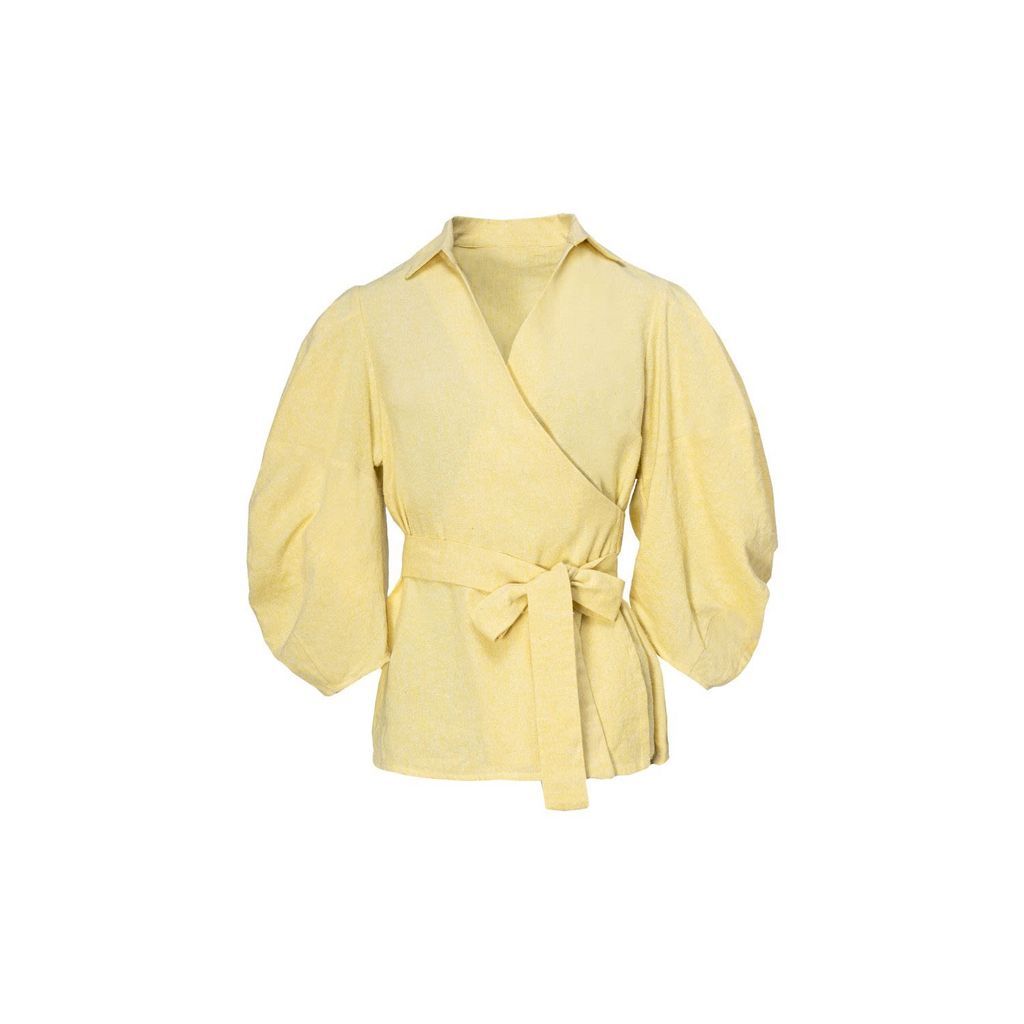 Women's Nerissa Yellow Blouse - Linen/Silk Blend One Size NOEMA