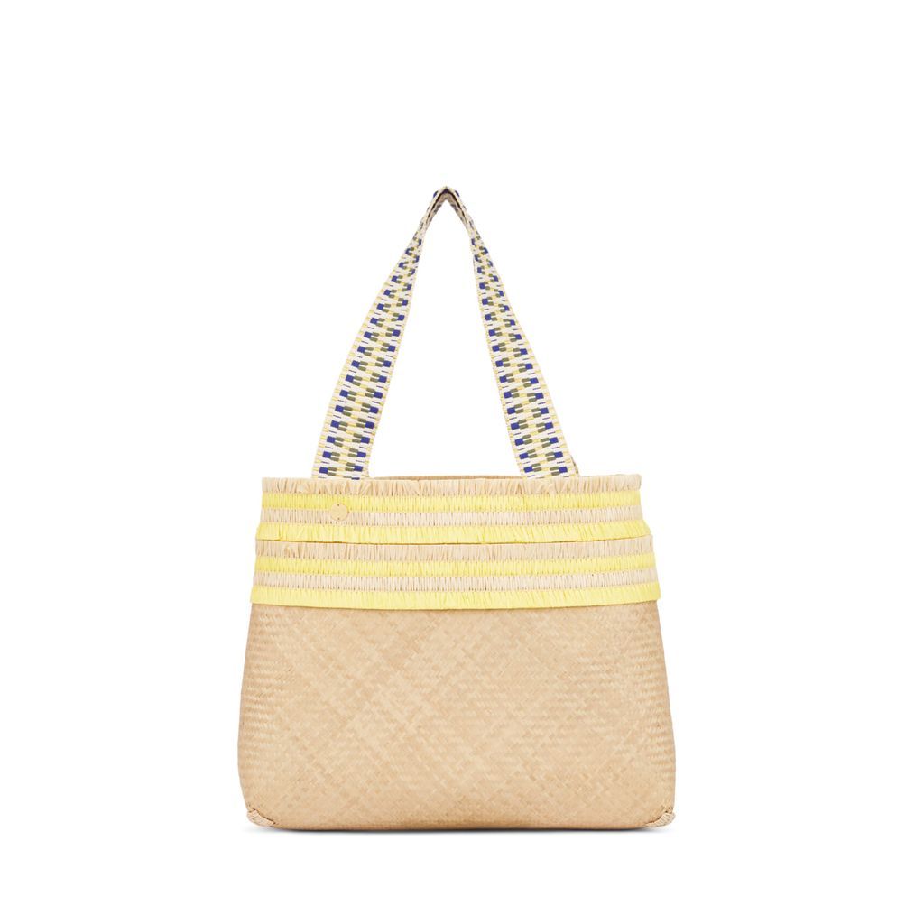 Women's Neutrals / Gold / Yellow Alor Medium Bamboo Tote Bag - Sunshine Yellow With Gold One Size STELAR