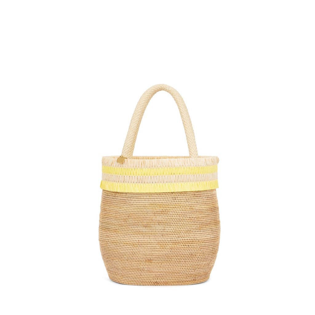 Women's Neutrals / Yellow / Orange Ayu Handheld Bucket Bag - Natural With Sunshine Yellow One Size STELAR