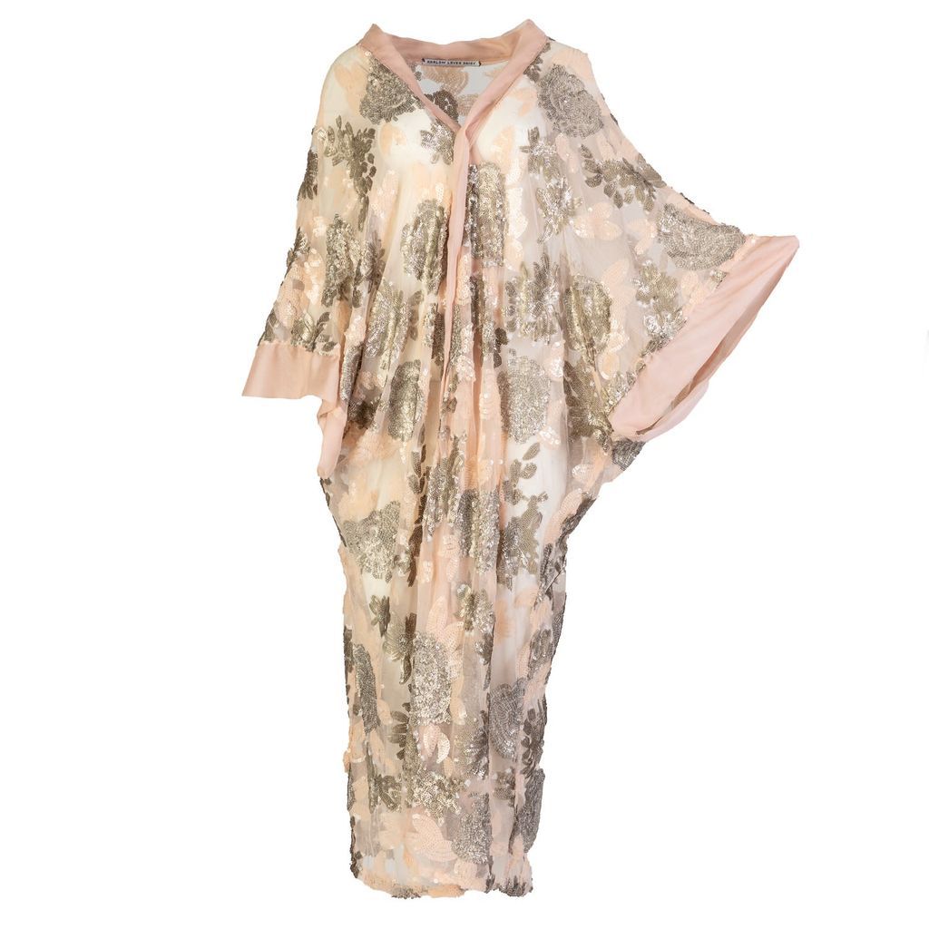 Women's Neutrals Antoinette - Pink And Bronze Silk Sequin Mesh Kimono One Size Harlow Loves Daisy