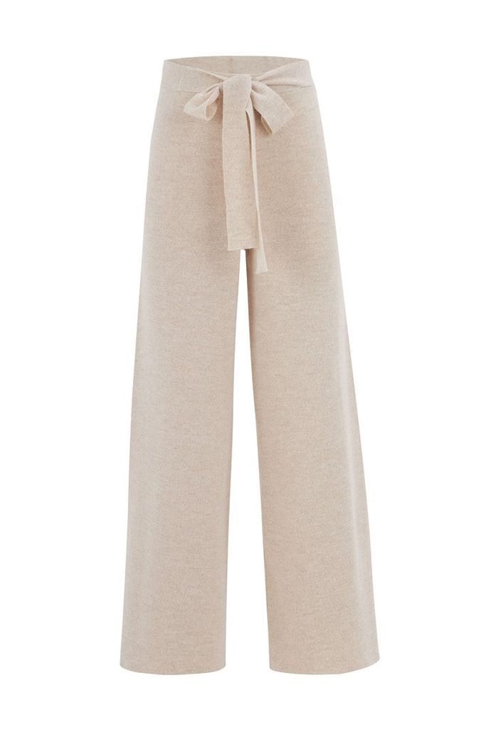 Women's Neutrals Bell Bottom Knit Trousers - Ecru Melange Small Peraluna