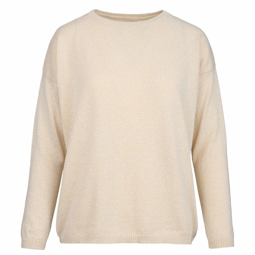 Women's Neutrals Cashmere Sparkle Sweater In Cream One Size At Last...